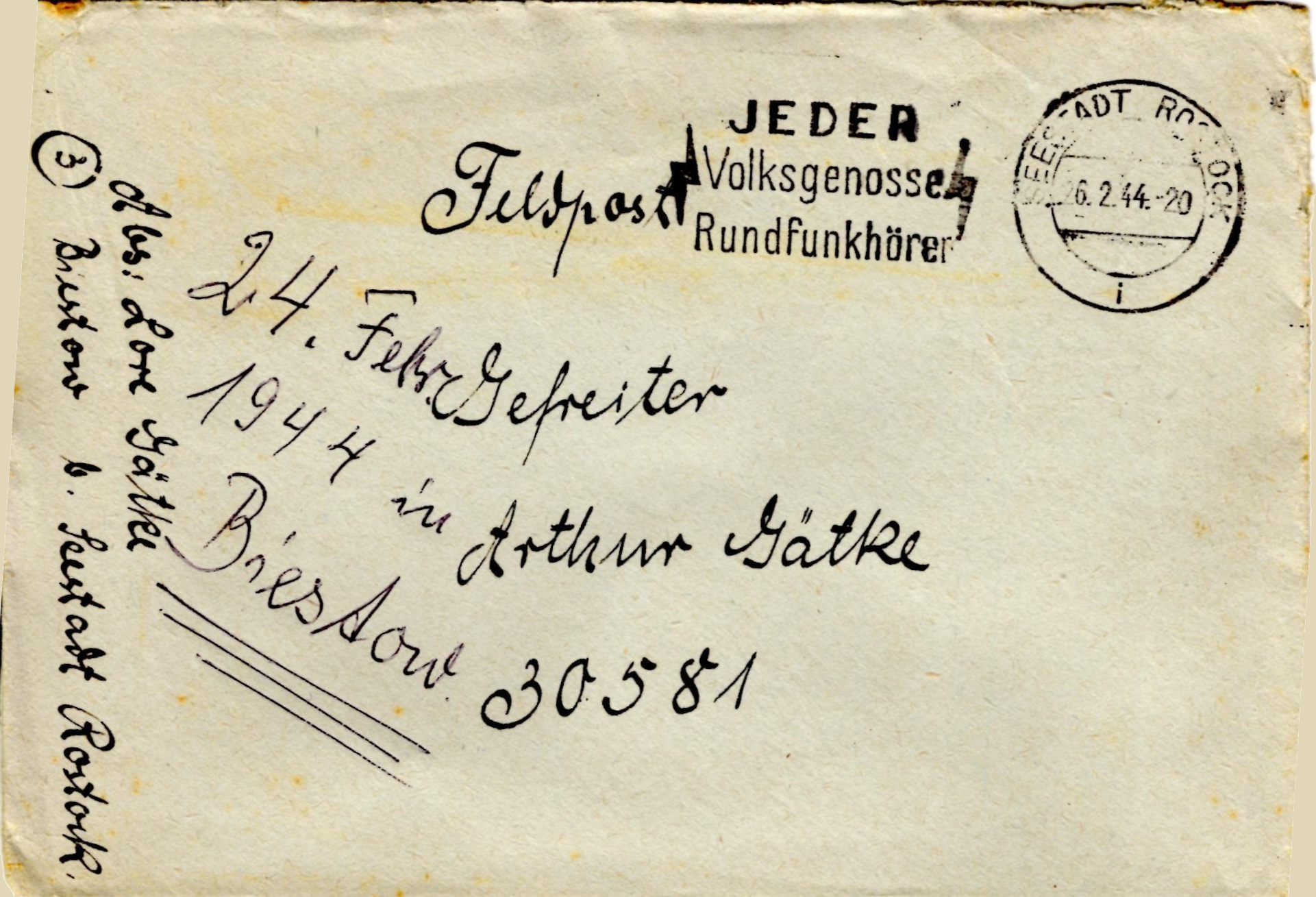 Umschlag Feldpostbrief vom 25.02.1944
